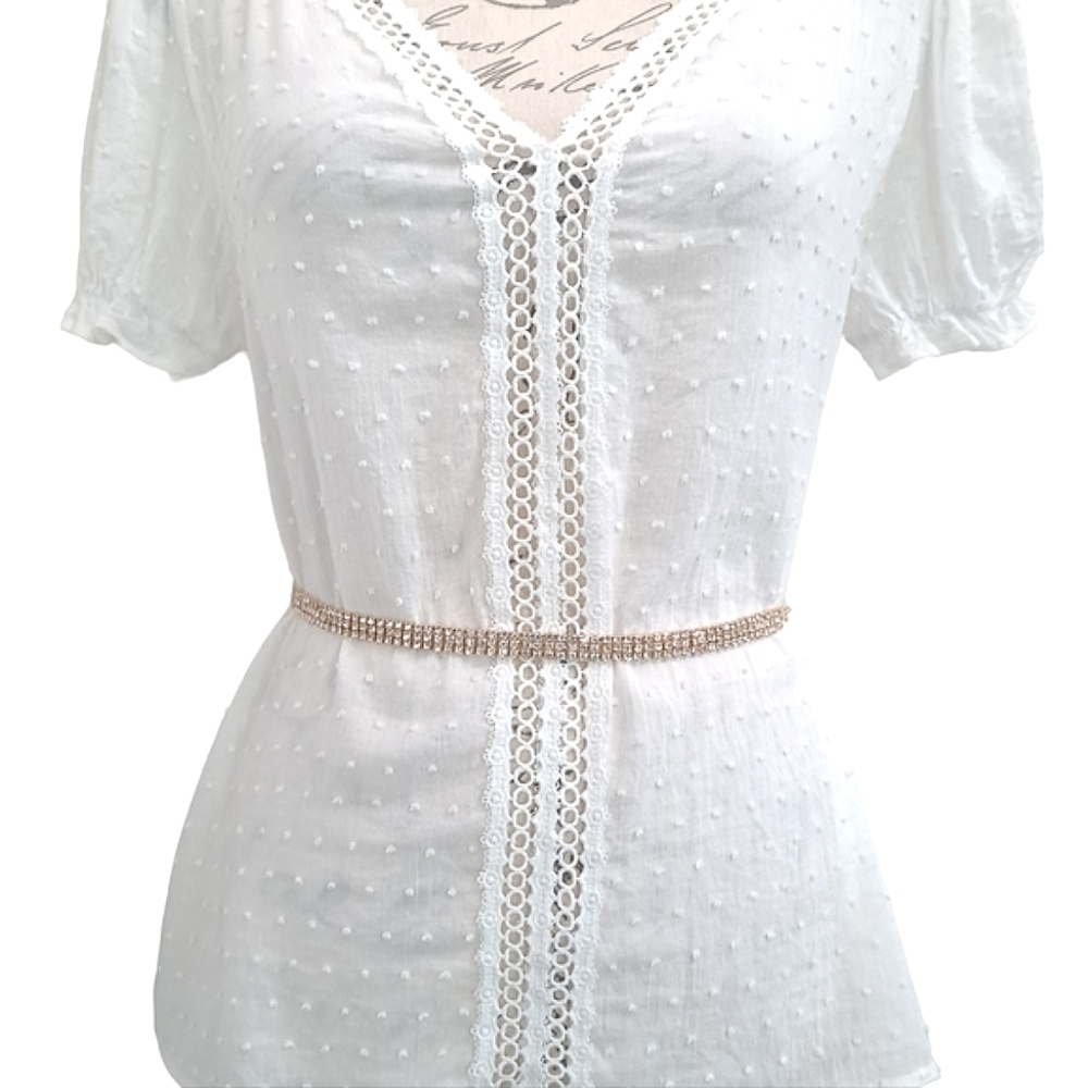 Gold Rhinestone chain bridal wedding waist statement clasp dress belt - Picture 5 of 13